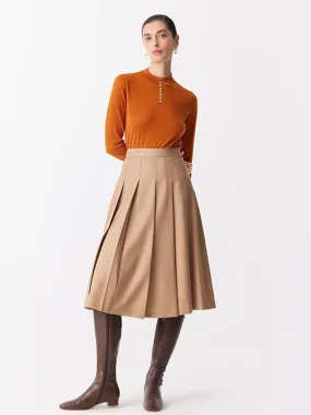 Worsted Woolen Pleated Skirt