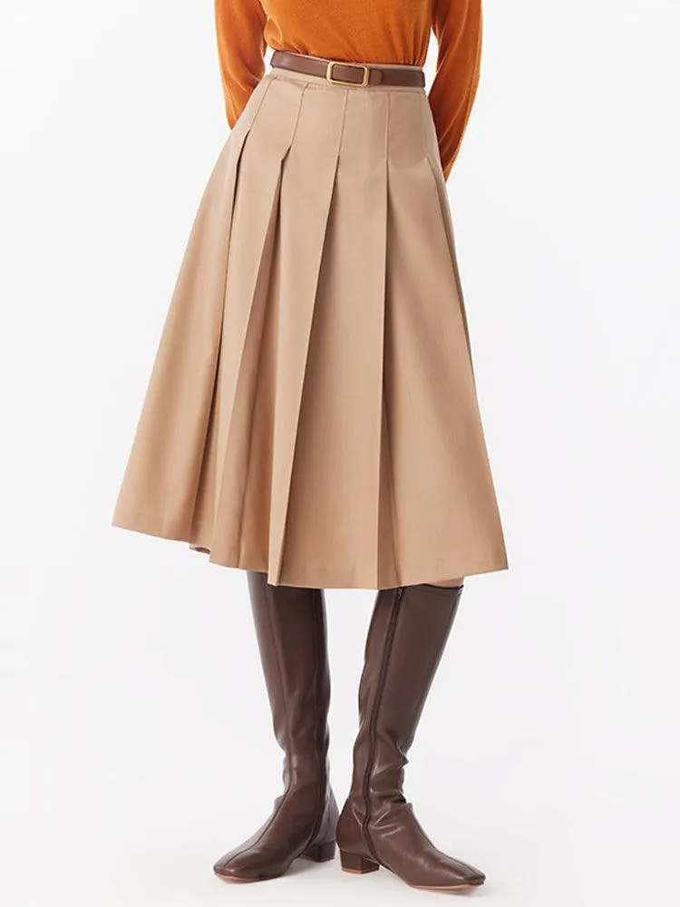 Worsted Woolen Pleated Skirt