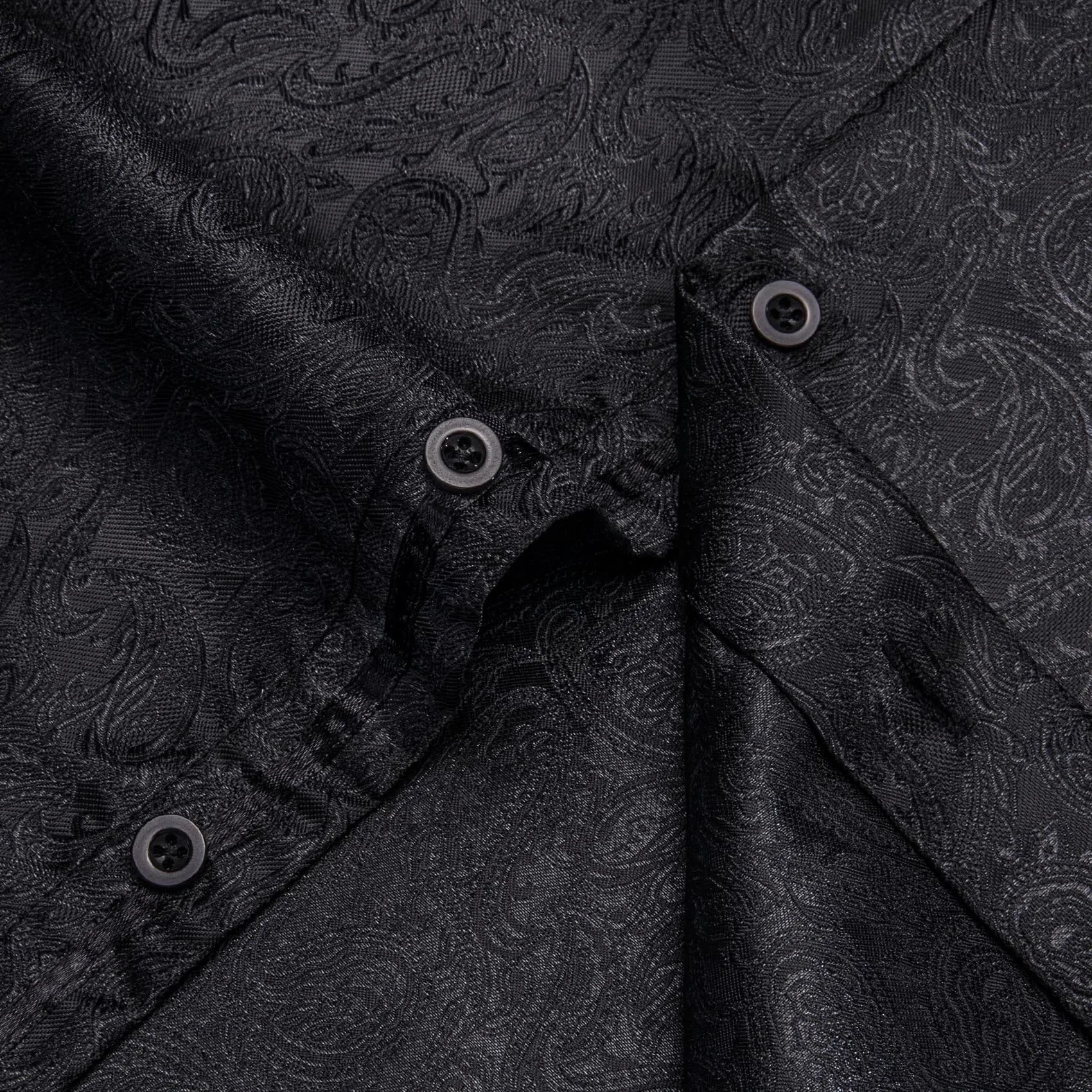 YourTies Men's Black Long Sleeve Paisley Jacquard Button Dress Shirt