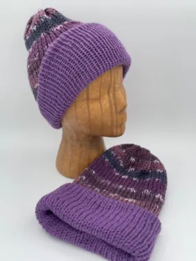 Youth Purple Acrylic Reversible Knit Beanie