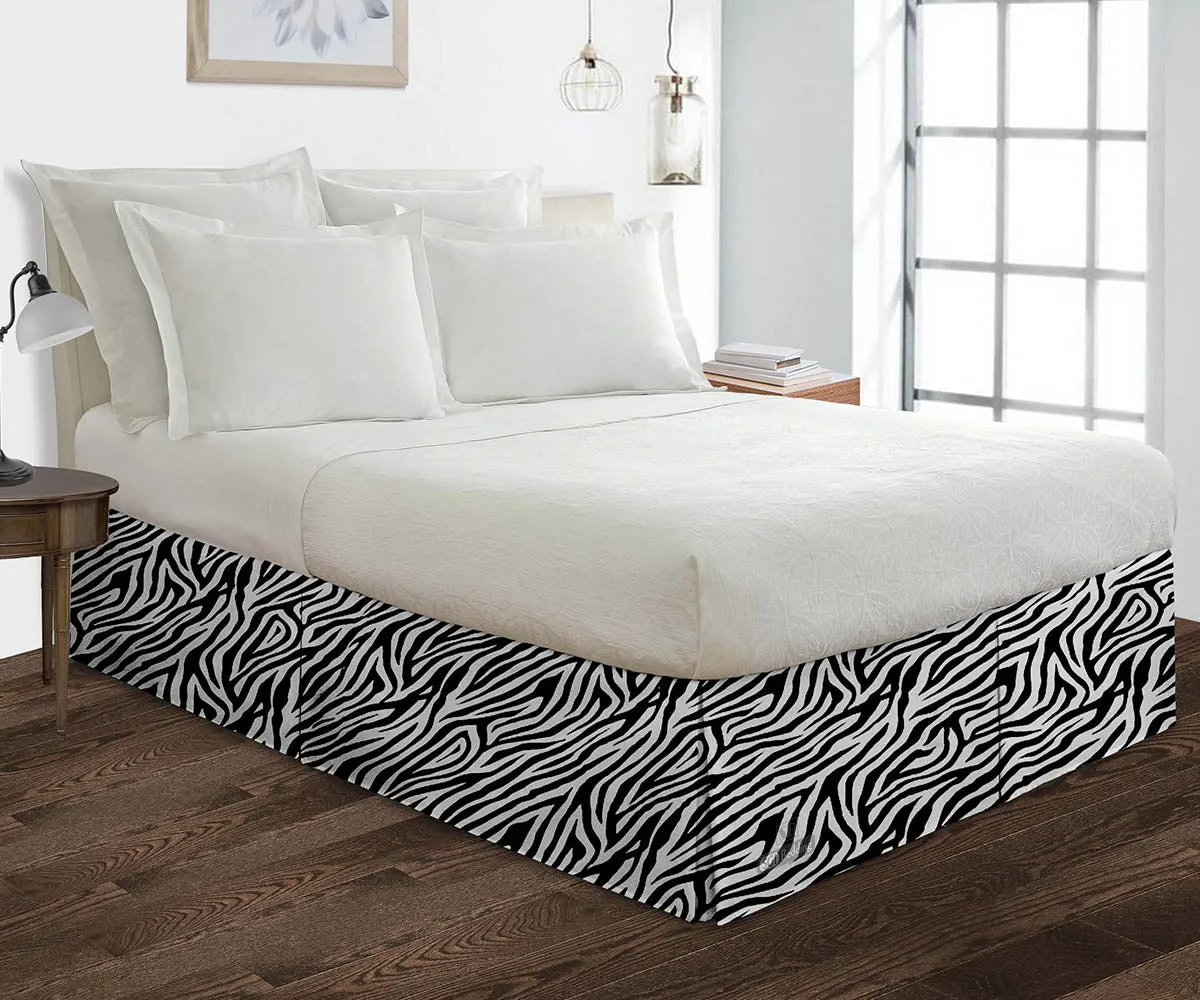 ZEBRA PRINT PLEATED BED SKIRT